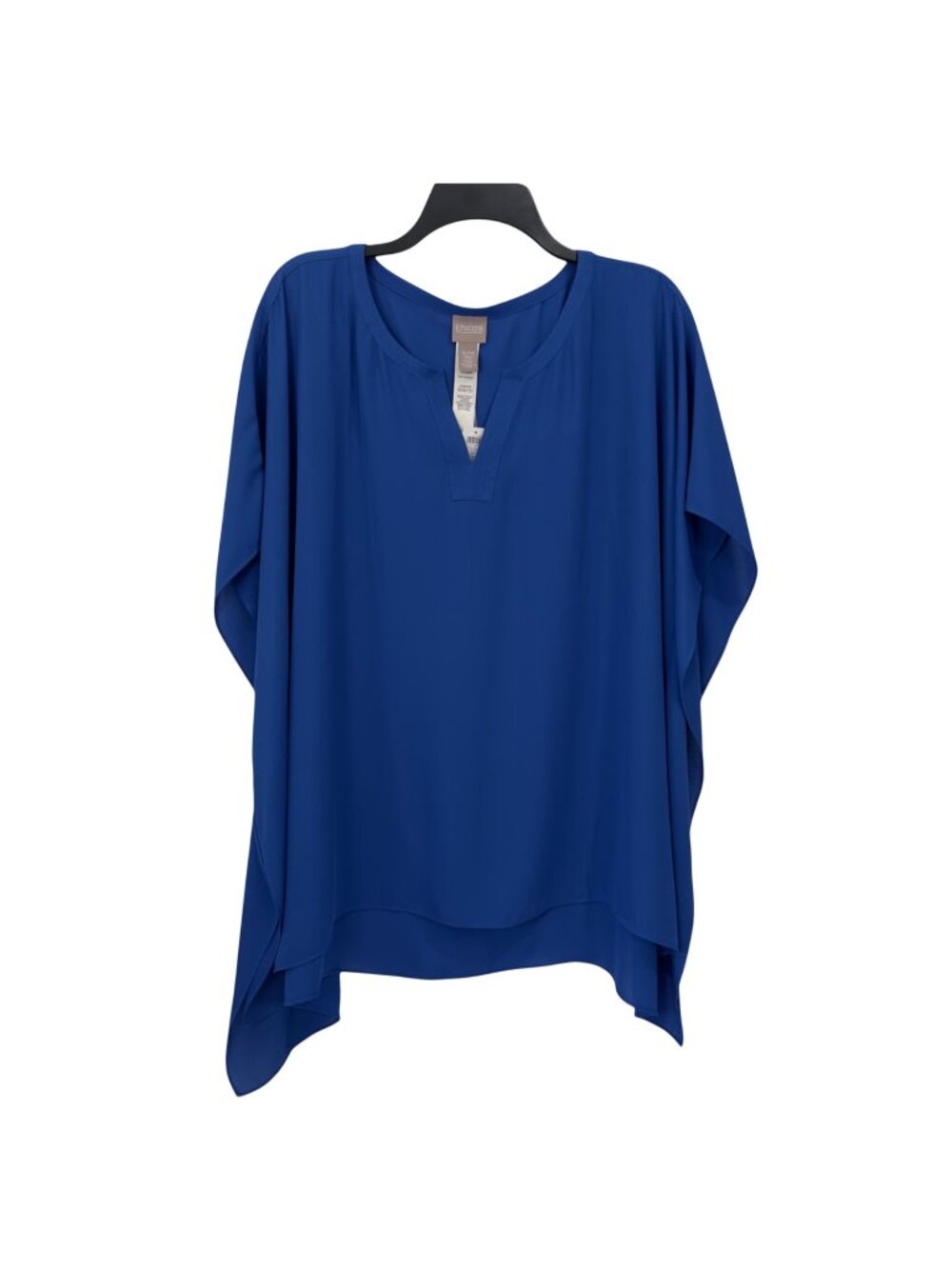 Chicos Women Royal Blue Tunic Top Size S/M Split V Neck Lightweight Polyester